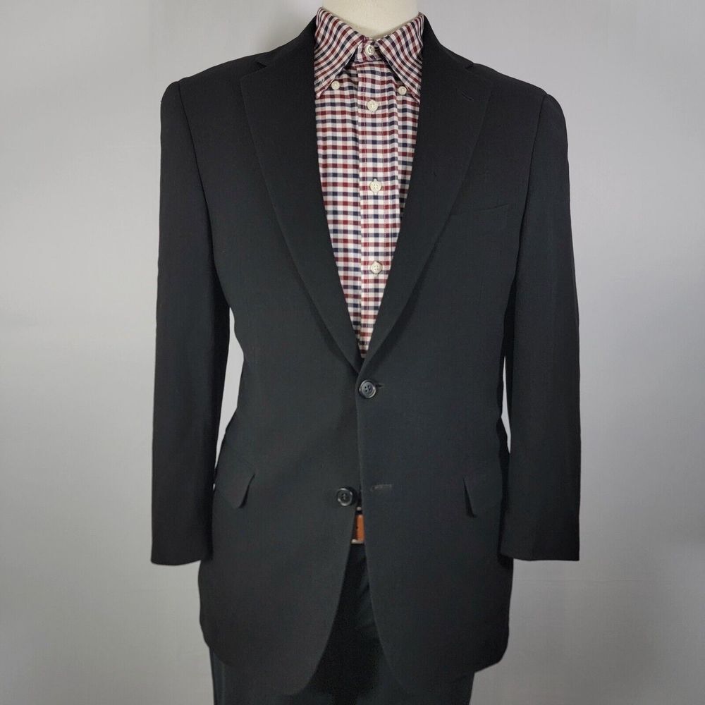 Coppley Merano 2112 Men's Sport Coat Blazer Two Button Solid Black Wool Sz‎ 40R